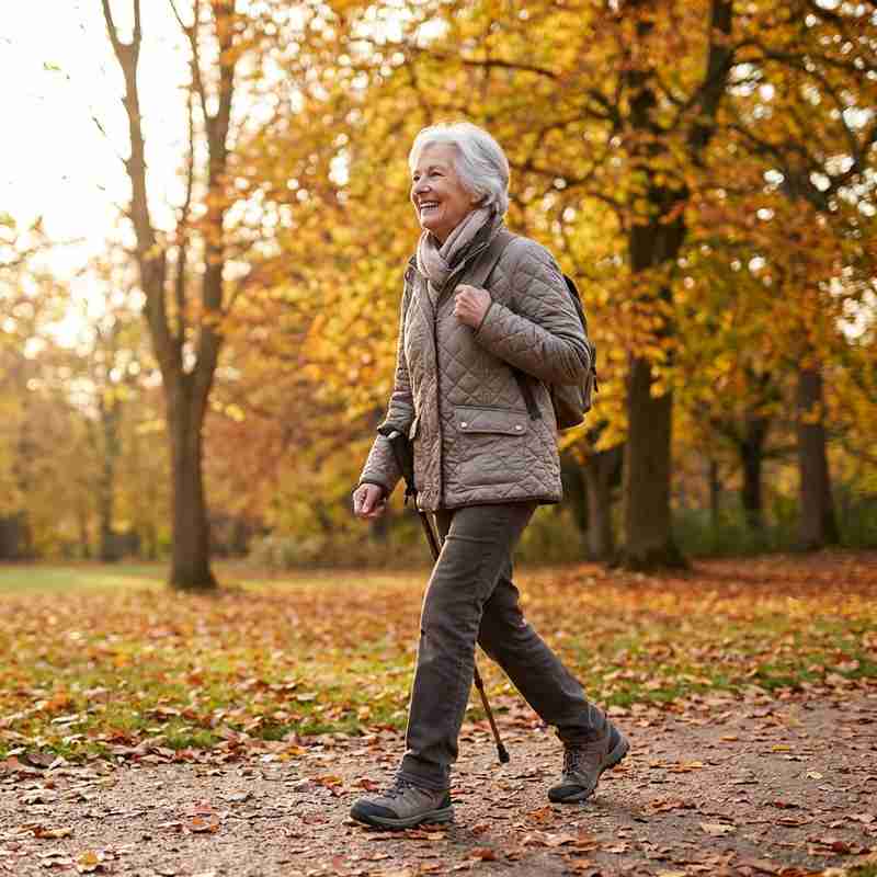 Older adult walking outdoors